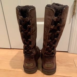 Chocolate Brown Lace Up Back Ugg Boots